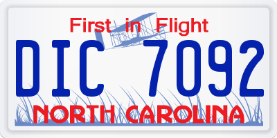 NC license plate DIC7092