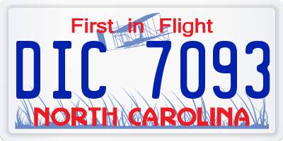 NC license plate DIC7093