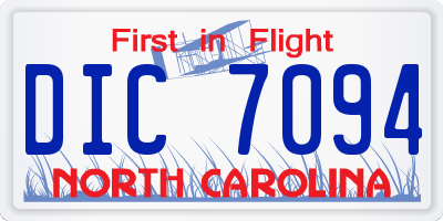 NC license plate DIC7094