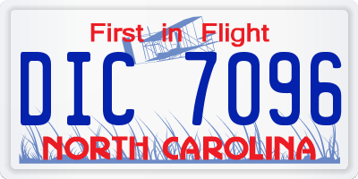NC license plate DIC7096
