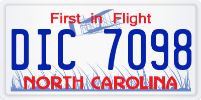 NC license plate DIC7098