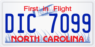 NC license plate DIC7099