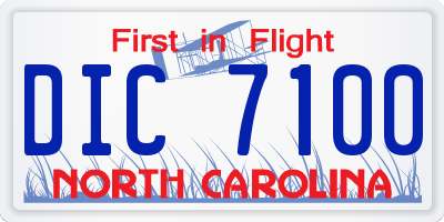 NC license plate DIC7100
