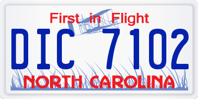 NC license plate DIC7102