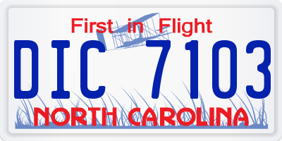 NC license plate DIC7103