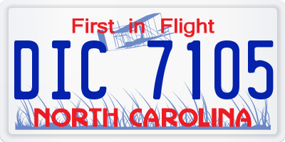 NC license plate DIC7105