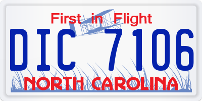 NC license plate DIC7106