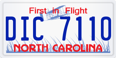 NC license plate DIC7110