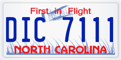 NC license plate DIC7111