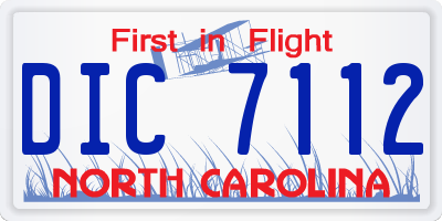 NC license plate DIC7112