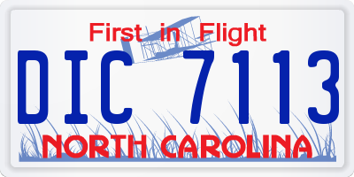 NC license plate DIC7113