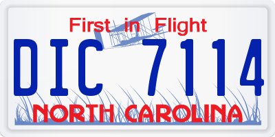 NC license plate DIC7114