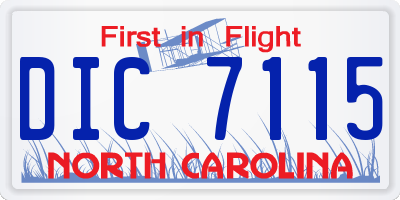 NC license plate DIC7115