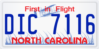 NC license plate DIC7116