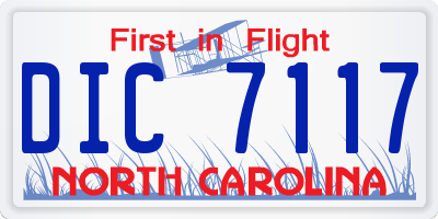NC license plate DIC7117