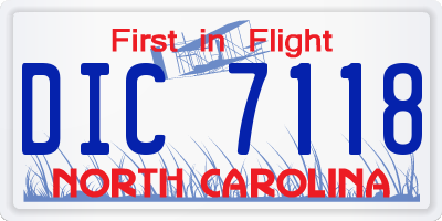 NC license plate DIC7118