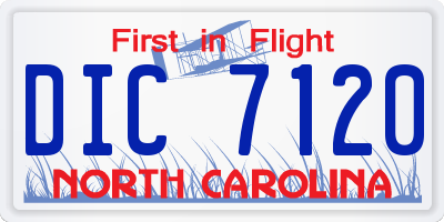 NC license plate DIC7120
