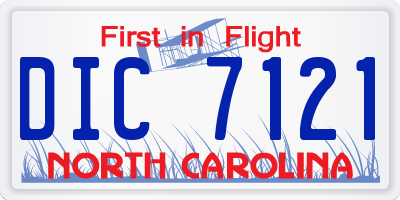 NC license plate DIC7121