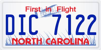 NC license plate DIC7122