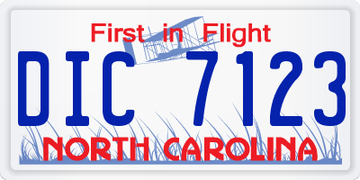 NC license plate DIC7123