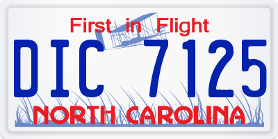 NC license plate DIC7125