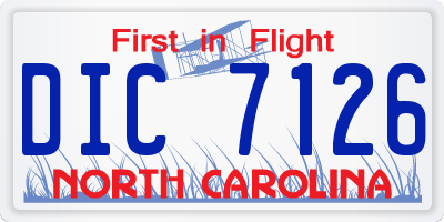 NC license plate DIC7126