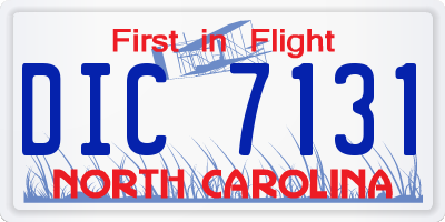 NC license plate DIC7131