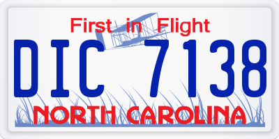 NC license plate DIC7138
