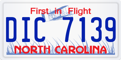NC license plate DIC7139