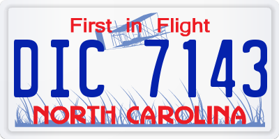 NC license plate DIC7143