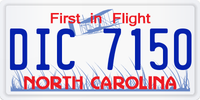 NC license plate DIC7150