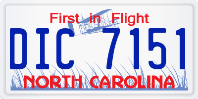 NC license plate DIC7151