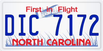 NC license plate DIC7172
