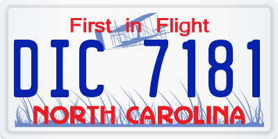 NC license plate DIC7181