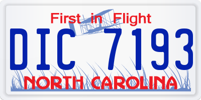 NC license plate DIC7193