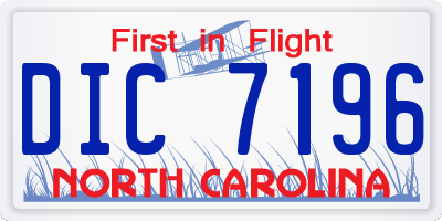 NC license plate DIC7196