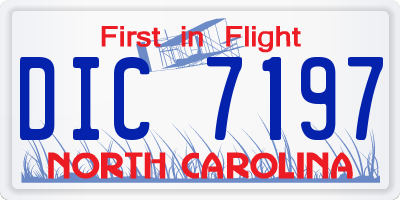 NC license plate DIC7197
