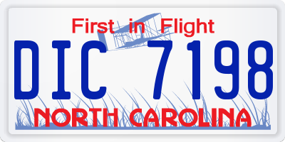 NC license plate DIC7198