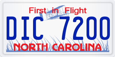 NC license plate DIC7200