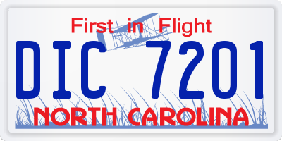 NC license plate DIC7201