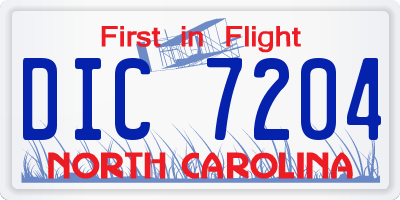 NC license plate DIC7204