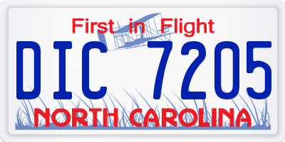 NC license plate DIC7205