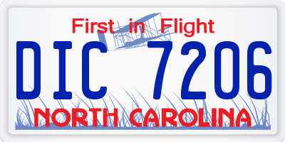 NC license plate DIC7206