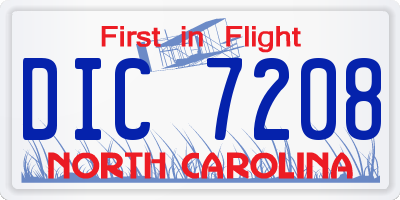 NC license plate DIC7208