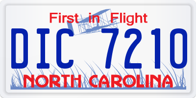 NC license plate DIC7210