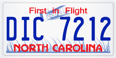 NC license plate DIC7212