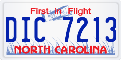 NC license plate DIC7213