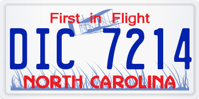 NC license plate DIC7214