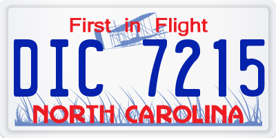 NC license plate DIC7215