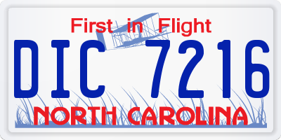 NC license plate DIC7216